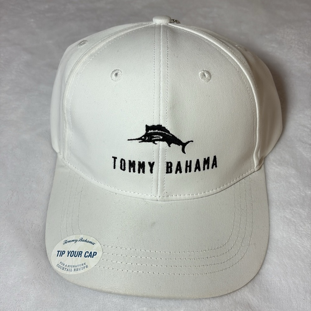 NWT Tommy Bahama White Baseball Cap with Black Logo